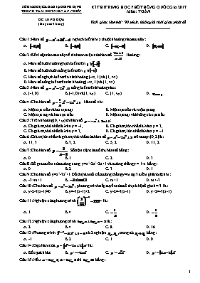 Đề thi thử THPT quôc gia môn thi Toán (đề minh họa)